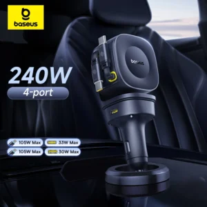 מטען לרכב Baseus 240W עם טעינה מהירה USB Type-C