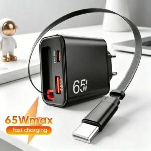מטען טלפון USB 65W עם כבל טעינה מהירה מסוג C