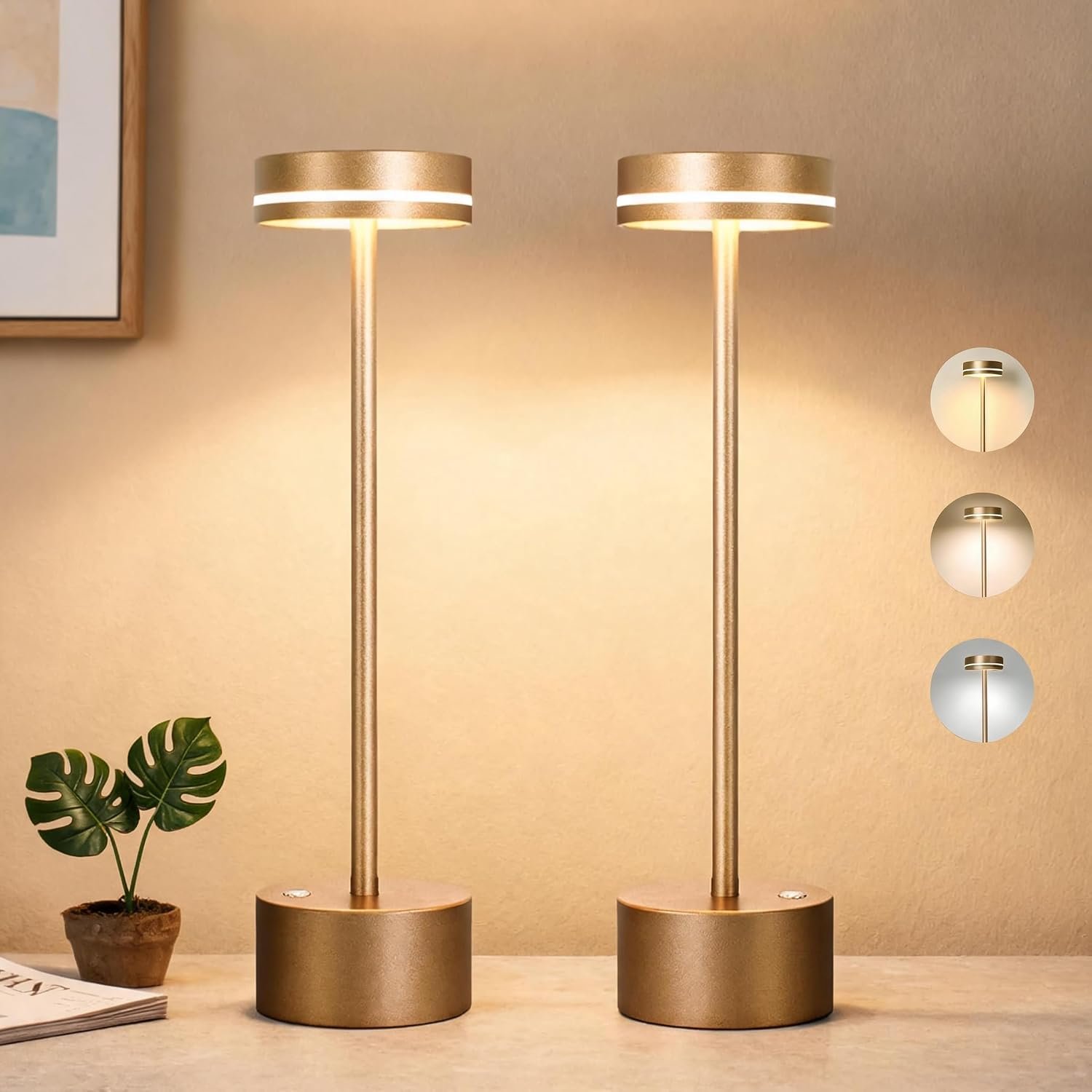 מארז 2 מנורות שולחן אלחוטיות LED נטענות