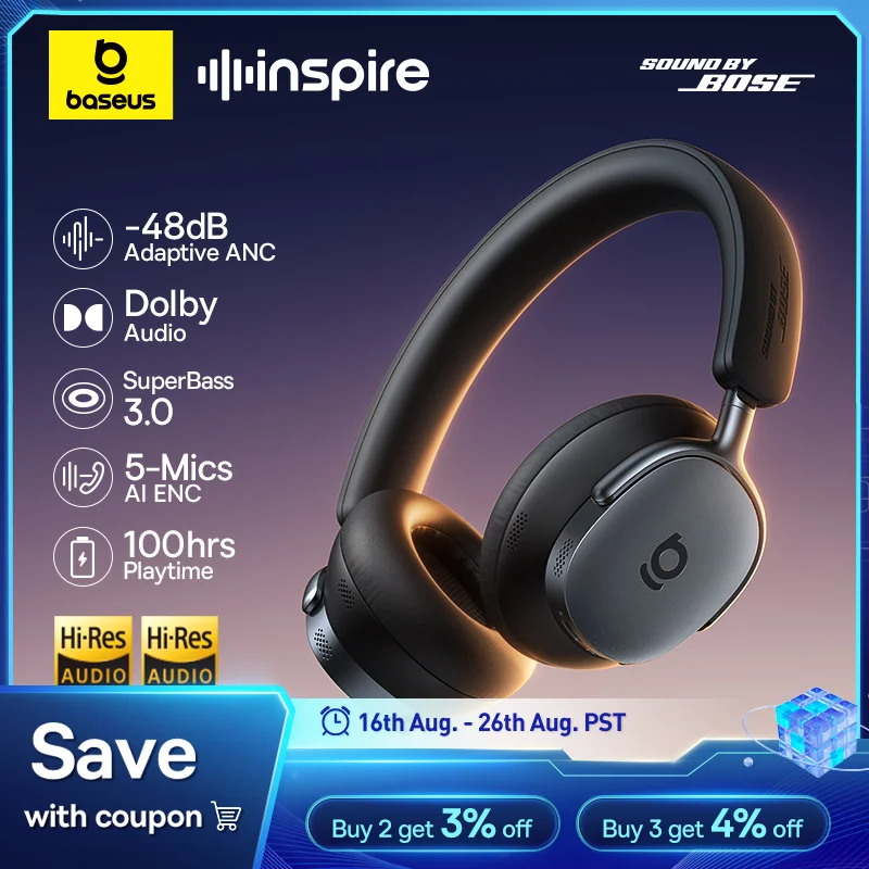 אוזניות אלחוטיות Baseus Inspire XH1 Sound by Bose עם ביטול רעשים
