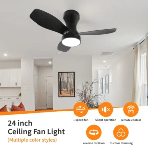 מאוורר תקרה LED קטן ומודרני עם בקרה מרחוק