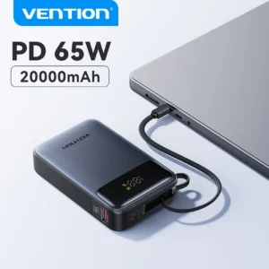 סוללת גיבוי Vention 65W עם כבל USB-C מובנה