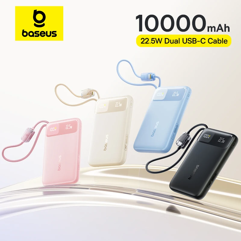 בסיסוס סוללת גיבוי 10000mAh עם טעינה מהירה USB-C כפולה