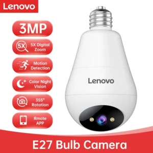 מצלמת אבטחה פנימית Lenovo 3MP E27 Bulb IP WiFi