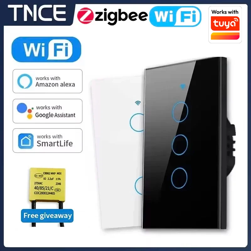 מתג חכם לקיר TNCE עם WiFi או Zigbee, דגם אמריקאי