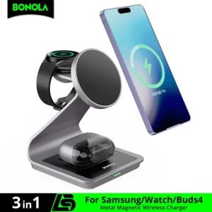 תחנת טעינה אלחוטית מגנטית 3 ב-1 של Bonola עבור מכשירי Samsung