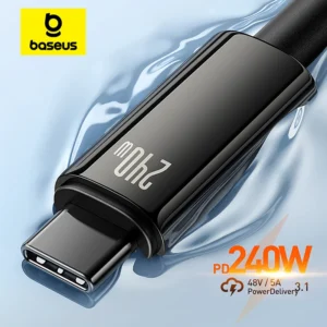 כבל Baseus 240W USB C לטעינה מהירה