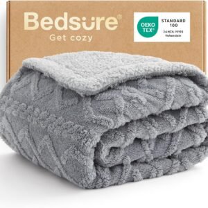 שמיכת פליז שרפה ז'קרד כבל Bedsure אפור