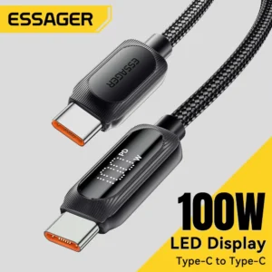 כבל Essager USB Type C ל-USB C 100W 5A PD
