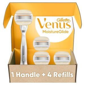 סכין גילוח Gillette Venus לנשים עם שמן ארגן ומוטות לחות