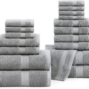 סט מגבות אמבטיה LANE LINEN 18 חלקים – אפור